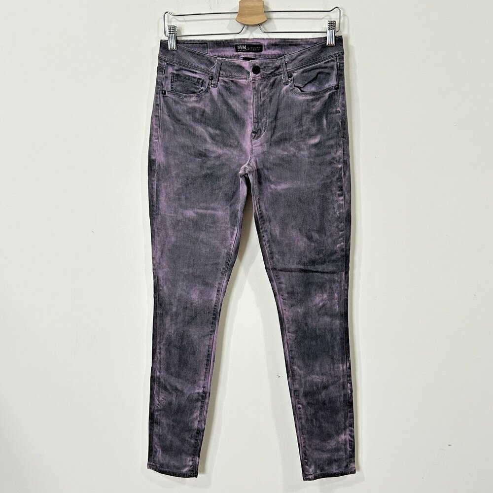 NVM Paper Fox Women’s Size 30 Tie-Dye Purple Black Stretch Skinny Jeans 5-Pocket
